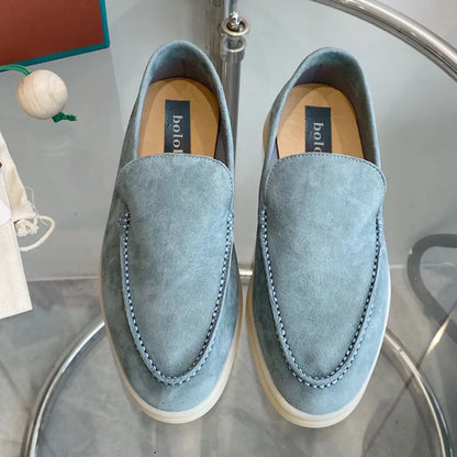 High Quality Men's walking driving shoes Unisex All genuine leather loafer Sheepskin suede Flat casual women's shoes large size