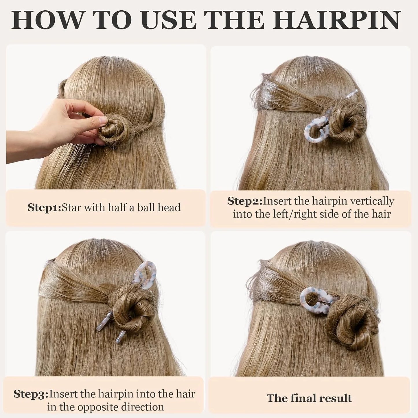 1PC New Model Acrylic Anti-Slip Toothed U-Shaped Hairpin for Updos and Casual Hairstyles - Suitable for Various Hair Volumes