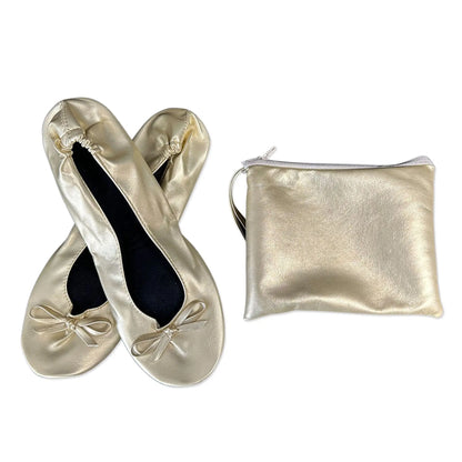 Women's Foldable Portable Ballet Flats For Indoor Use Roll Up Slippers, Conveniently Packaged, With Bag, For Travel Wedding