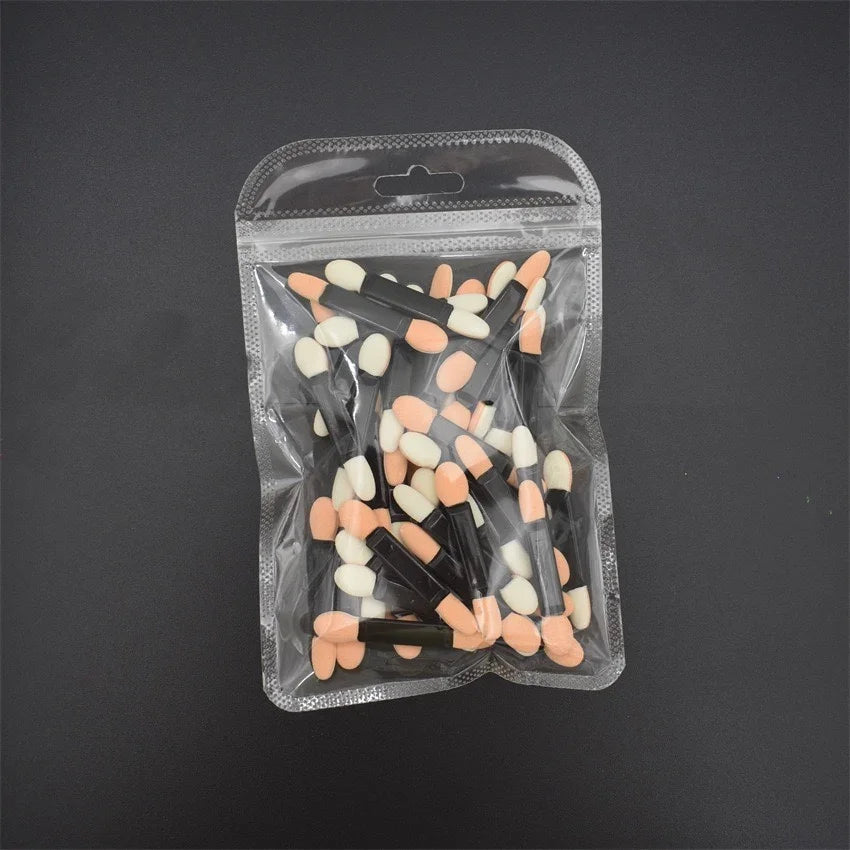 Wholesale 50/100/200pcs length factory eyeshadow sponge  eyeshadow disposable double-sided container brush applicators including
