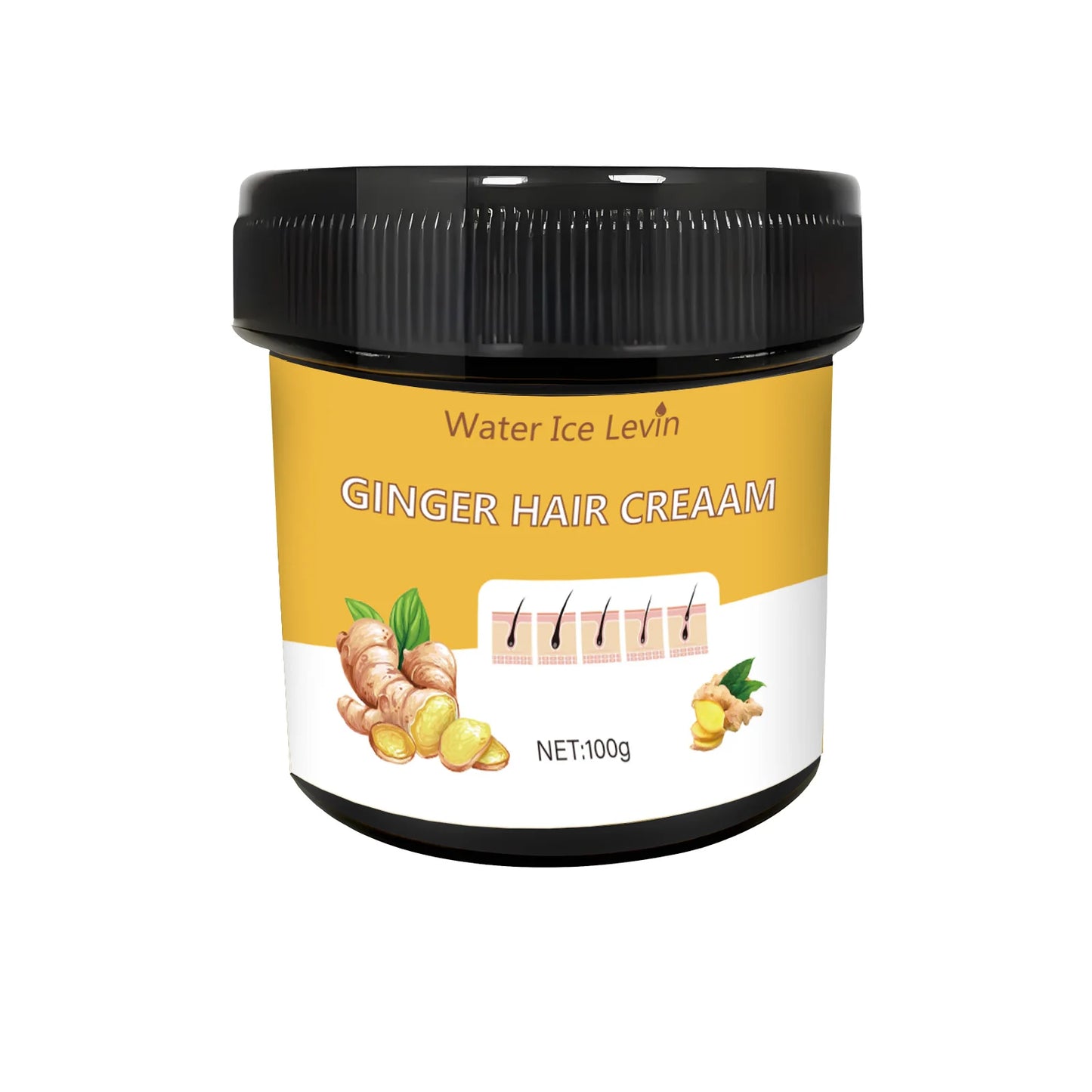 Ginger Scented Hair Cream, Moisturizing Scalp Massage Conditioner with Natural Ginger Extract, Nourishing and Soothing Dry Hair, Suitable for Normal Hair Types