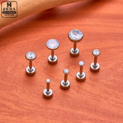 ASTM F136 Titanium Piercing Round Bowl Shaped Screw Labret Earring Set Lip Ring Cartilage Tragus Conch Jewelry Helix Nose Studs