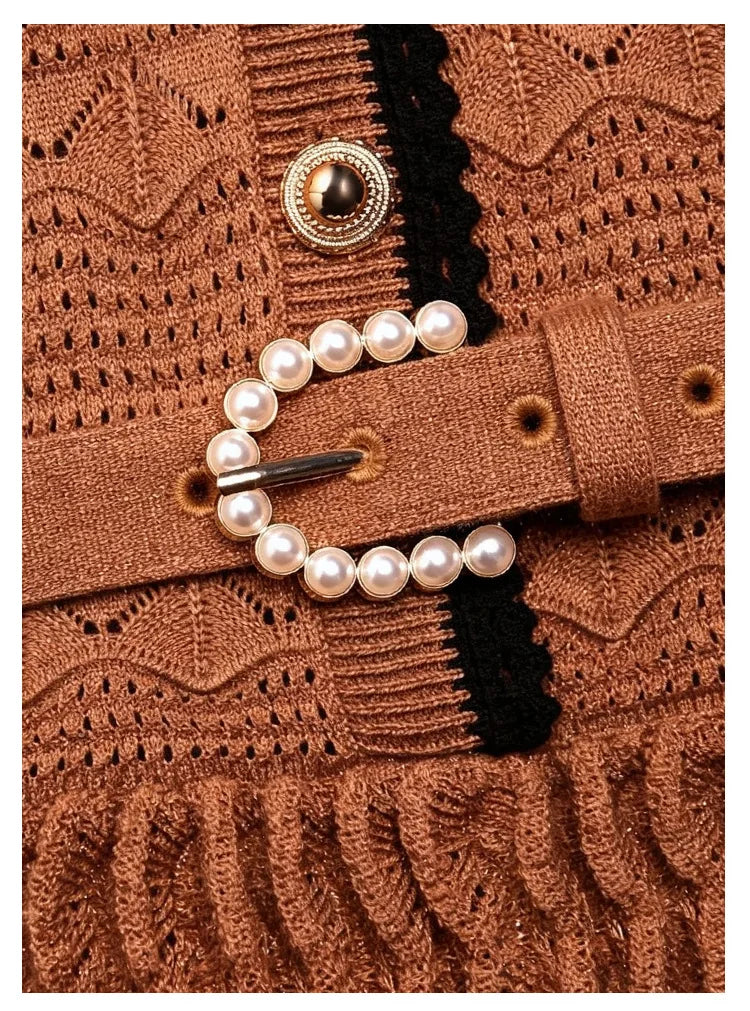 ZJYT Summer New 2026 Fashion Women's Knitted Dress Sweaters Elegant Short Sleeve Mid Calf Casual Holiday Dresses Female Vestido