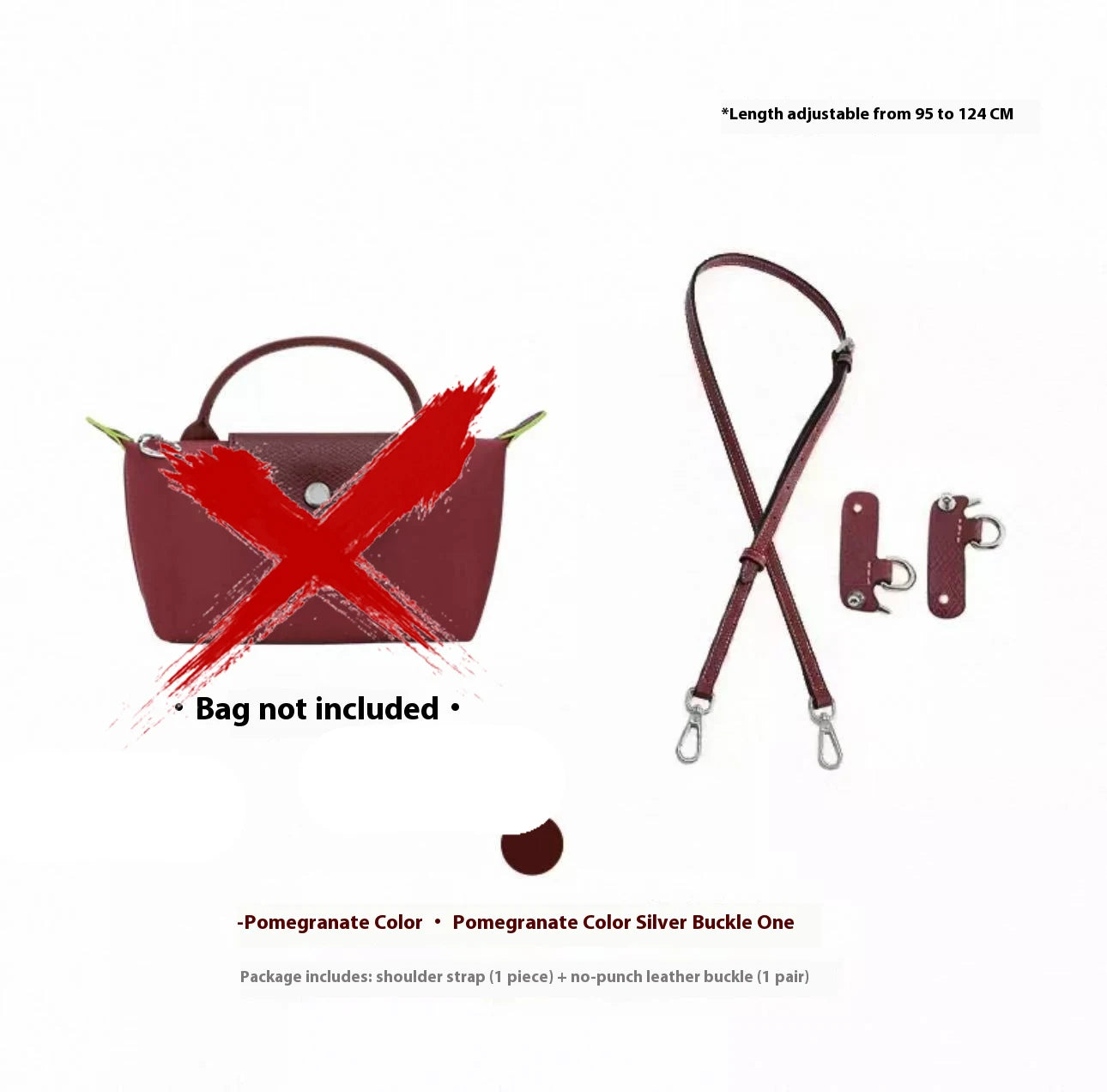 Cow Leather Replacement Crossbody Pomegranate Bag Strap for Longchamp Mini Bag Punching Free Modification Bag Accessories