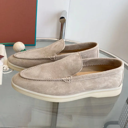 High Quality Men's walking driving shoes Unisex All genuine leather loafer Sheepskin suede Flat casual women's shoes large size