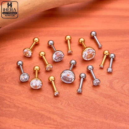ASTM F136 Titanium Piercing Round Bowl Shaped Screw Labret Earring Set Lip Ring Cartilage Tragus Conch Jewelry Helix Nose Studs