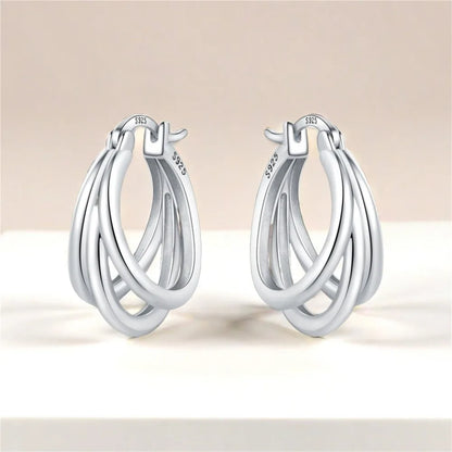 925 Sterling Silver Exquisite Multi-layer Ear Ring Jewelry Versatile Hoop Earrings For Women Jewelry Fine Birthday Party Gift