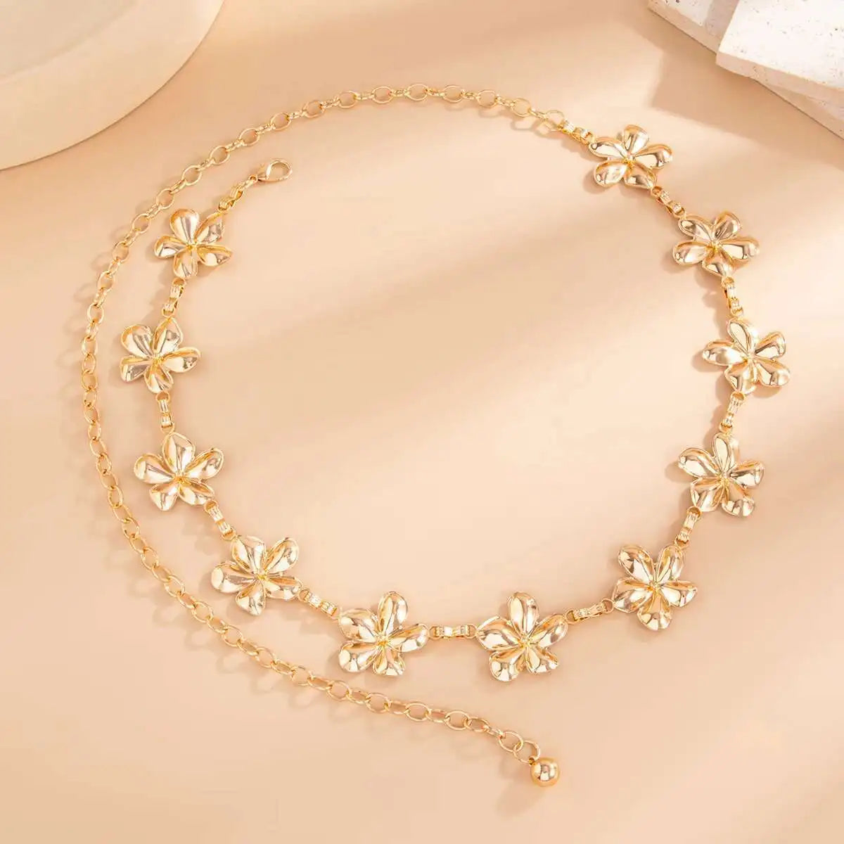IngeSight.Z Exquisite Metal Large Flower Bikini Belly Waist Chain Women Fashion Summer Sexy Beach Party Belt Dress Body Jewelry