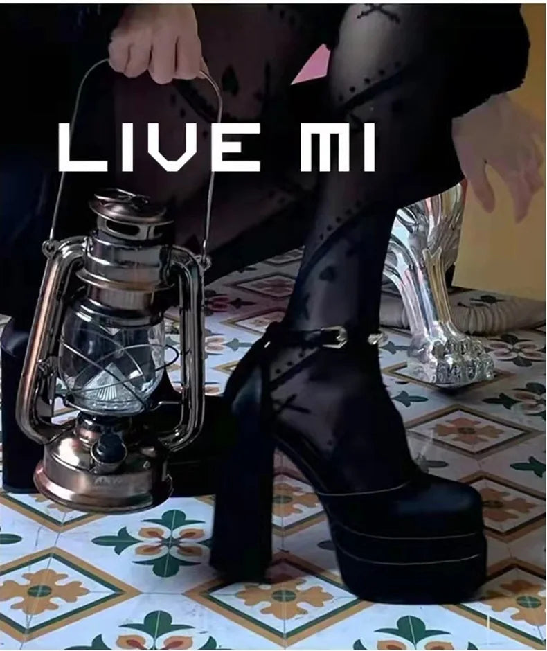New Fashion Women Pumps Retro Mary Janes Chunky Heels Sandals Spring Platform Dress Party Wedding Basic Shoes Woman Big Size