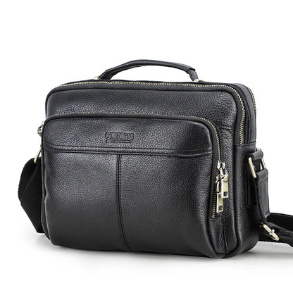 CONTACT'S Crazy Horse Leather Men Messenger Bag Vintage Man Crossbody Bag Handbags Large Capacity Male Shoulder Bags Bolsos