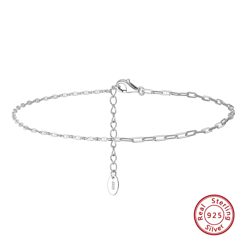 ORSA JEWELS 925 Sterling Silver Mariner Chain Anklets Fashion Women Summer 14K Gold Foot Bracelet Ankle Straps Jewelry SA24