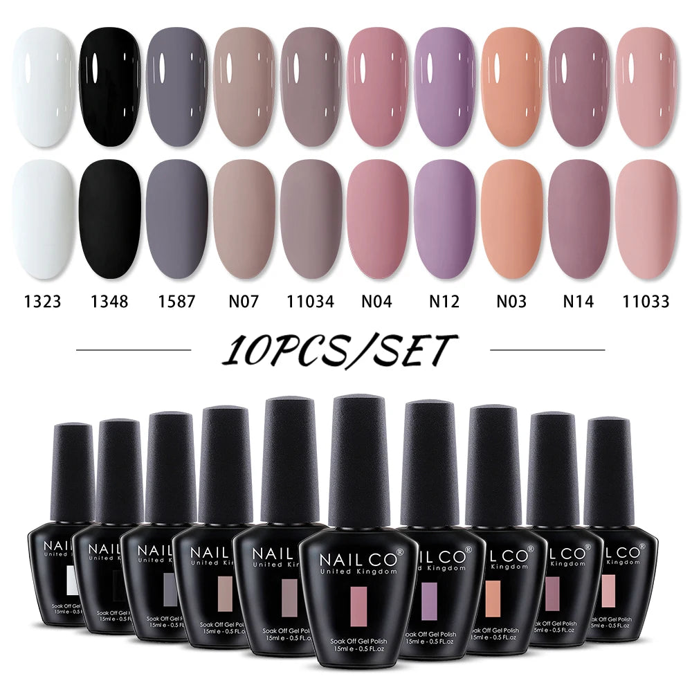 NAILCO 15ml 10/20/30pcs Nail Gel Polish 333 Colors Blue UV&LED Gel Varnish Nude Red Soak Off Semi Permanent UV Nail Gel Varnish