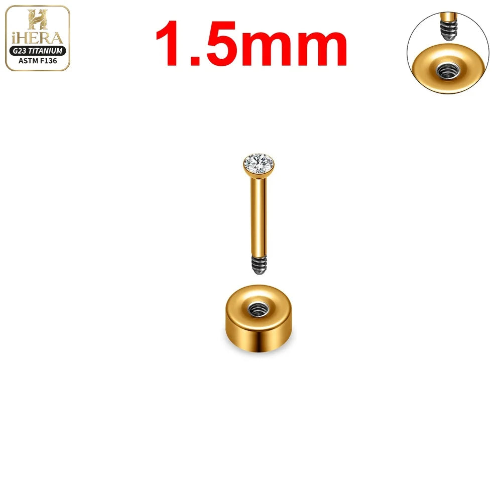 ASTM F136 Titanium Piercing Round Bowl Shaped Screw Labret Earring Set Lip Ring Cartilage Tragus Conch Jewelry Helix Nose Studs