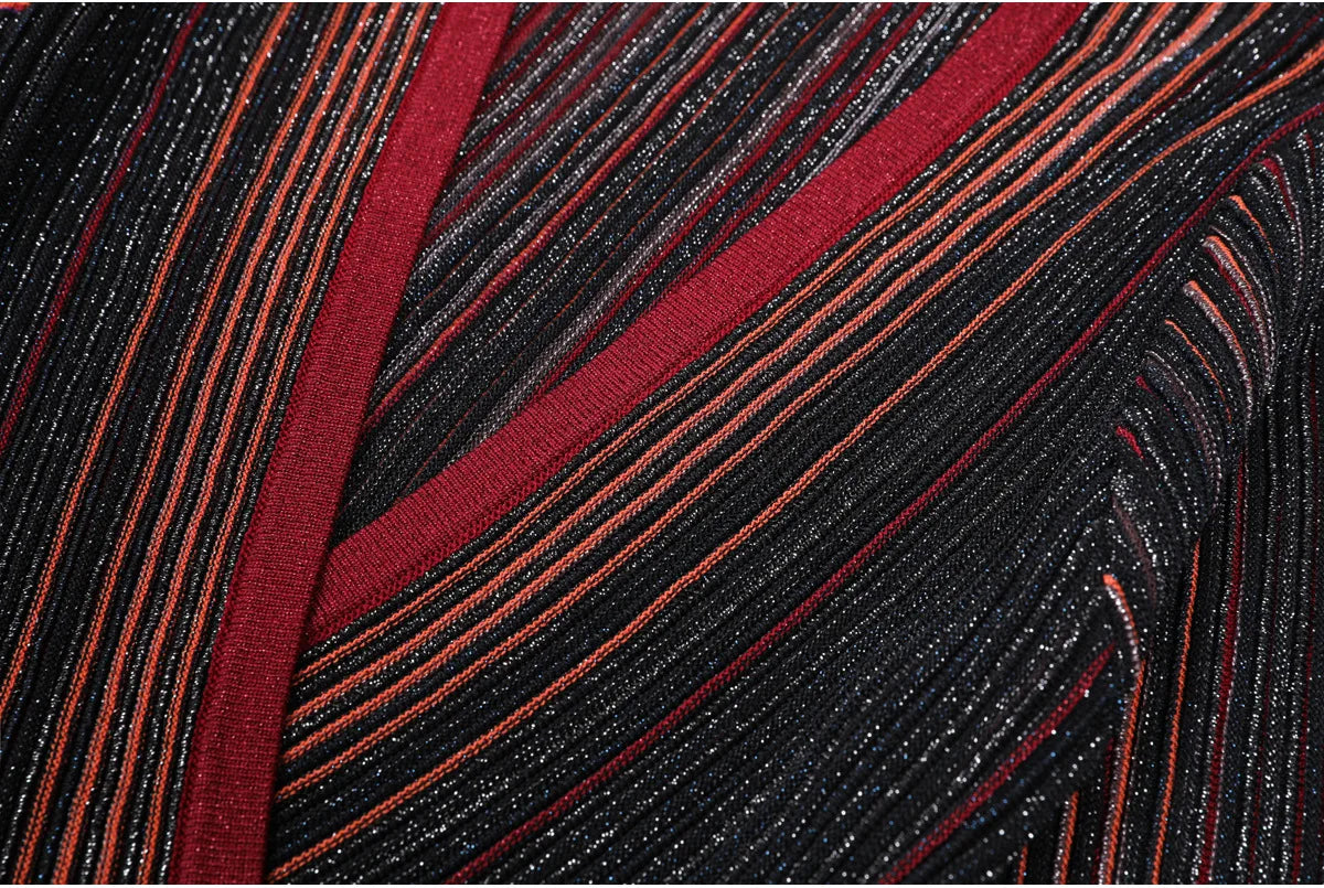 ZJYT Europe Fashion Summer Striped Pleated Knitted Dresses for Women Elegant V Neck Short Sleeve Midi Vintage Holiday Dress 2026