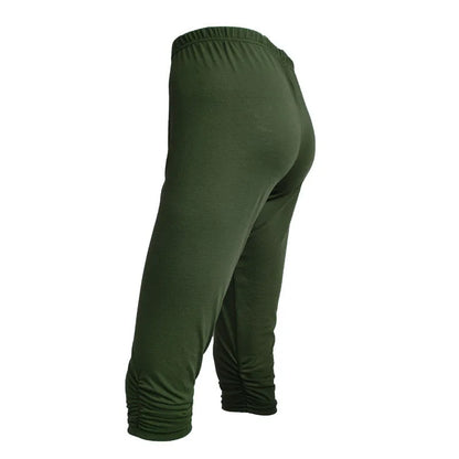 Elastic High Waist Sporty Women Clothing Skinny Pants Elastic Quick Dry 3/4 Sports Leggings Short Trousers Casual Solid Summer