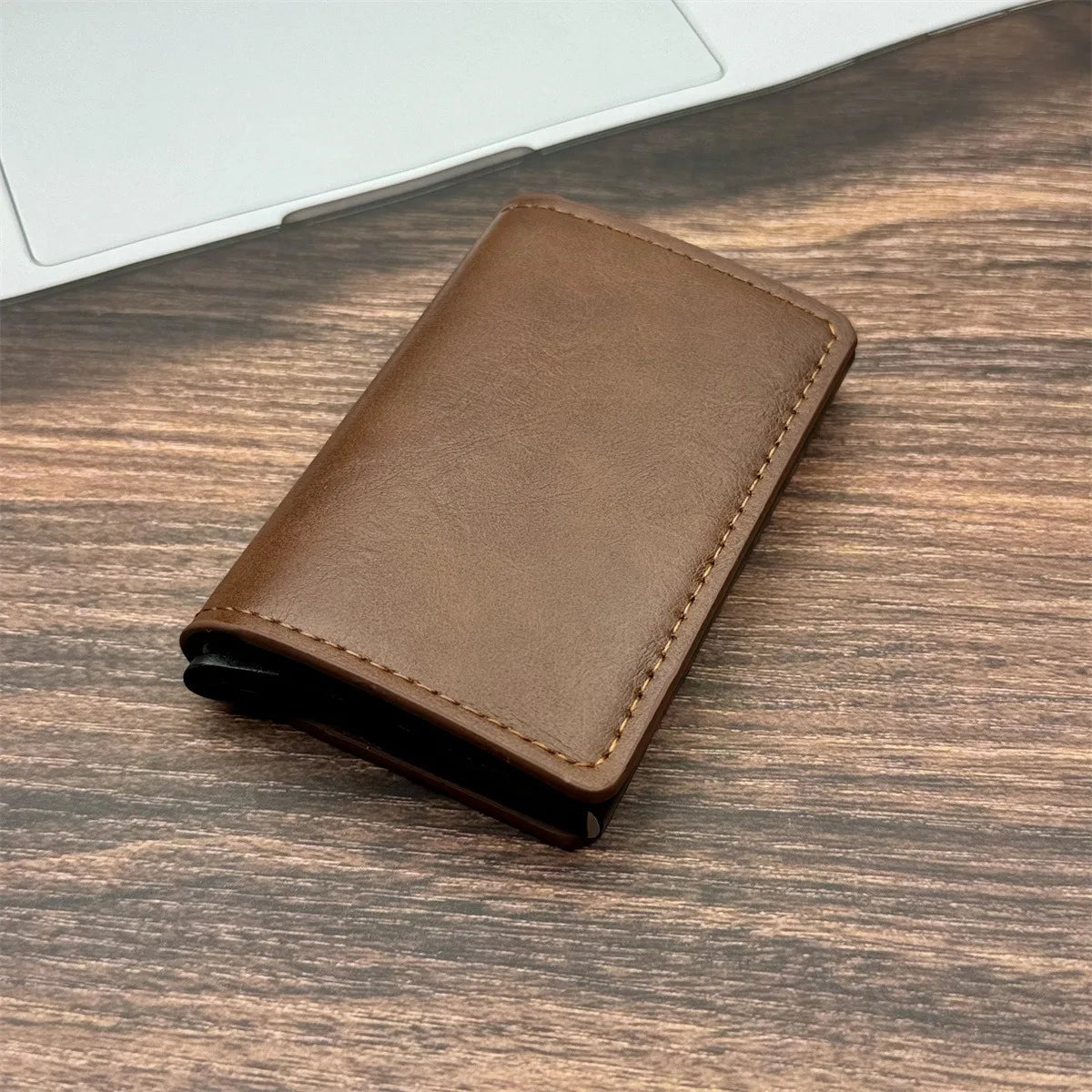 Men and women  Minimalist RFID Blocking Wallet-Automatic Pop-up Metal Credit Card Holder,Zipper Coin Purse Business Card Wallet