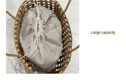 Plastic Hollow Weave Bag Countryside Style Large Capacity Beach Tote Bag Bohemian Style Bucket Bag Woman PVC Handbag Girls