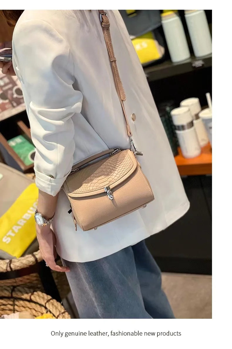 Women's Mini Bag Genuine Leather Lady Handbag Female Crocodile Pattern Crossbody Shoulder Bag Fashion Trend Small Flap Messenger