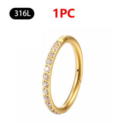 1/10Pc Stainless Steel Nose Ring CZ 16G Hinged Septum Clicker Segment Ear Tragus Cartilage Daith Lip Nose Body Piercing Jewelry