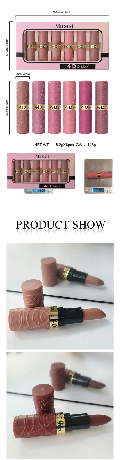 6Pcs Velvet Matte Lipstick Set Long Lasting Waterproof Lip Makeup Non Stick Moisturizing Lip Tint For Women Sexy Beauty