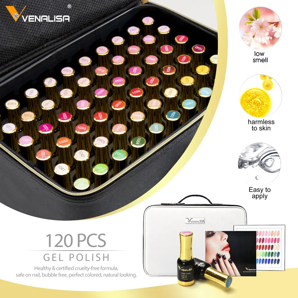 120pcs*12ml Venalisa Gel Polish Set Vernish Color Gel Polish TPO FREE Color For Nail Art Design Whole Set Nail Gel Enamel Kit