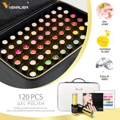 120pcs*12ml Venalisa Gel Polish Set Vernish Color Gel Polish TPO FREE Color For Nail Art Design Whole Set Nail Gel Enamel Kit