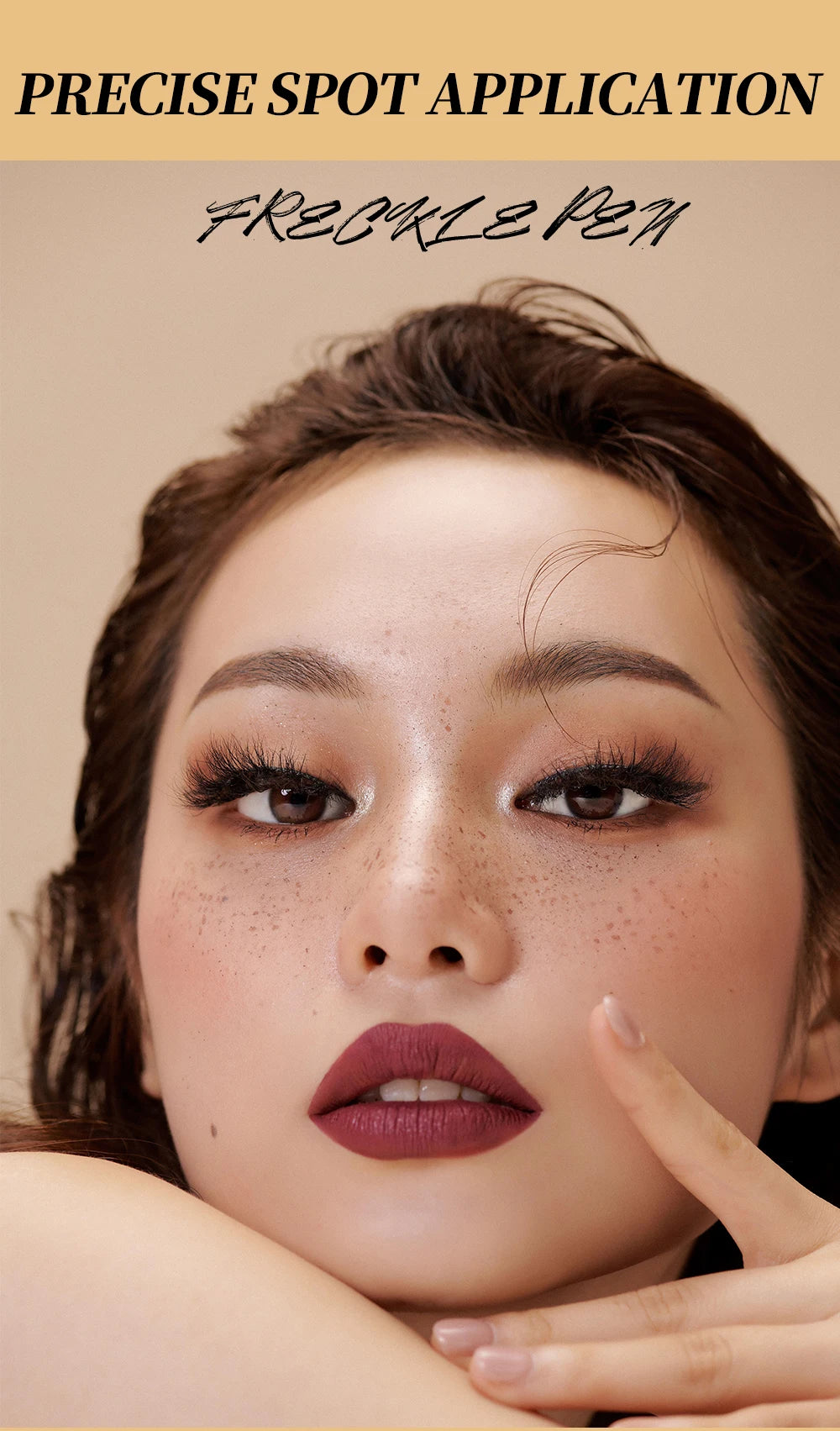 QIBEST Double-end Freckles Stamp Pen Makeup 2-IN-1 Freckle Seal Waterproof Face Concealer Contour Natural Brown Freckle Cosmetic