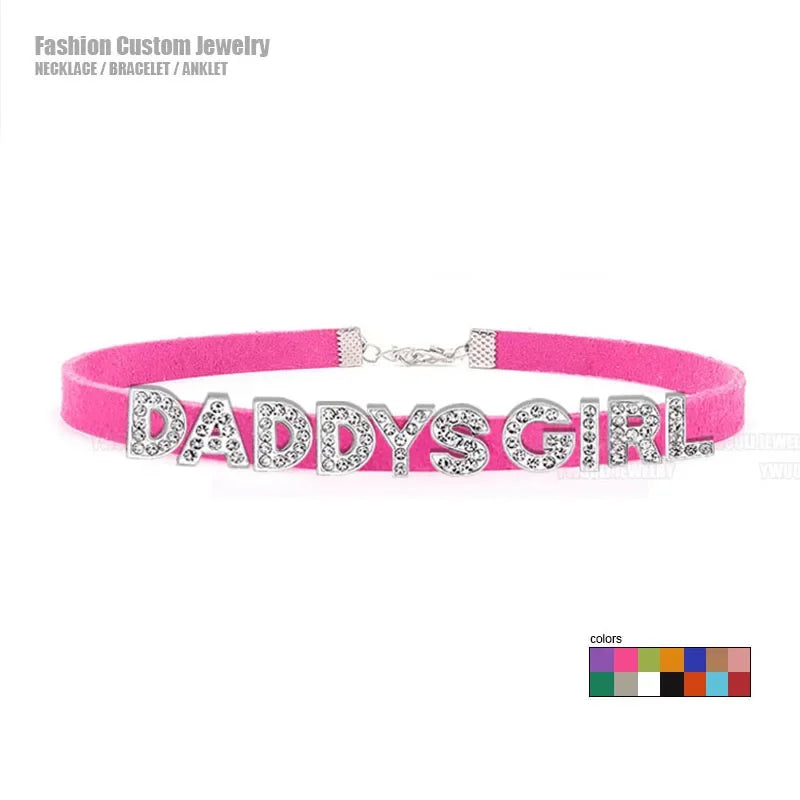 Sexy Gothic DADDYS GIRL Letters Choker Necklace Women DIY Custom Name Collar Chocker Jewelry Necklaces Customized Products Gift
