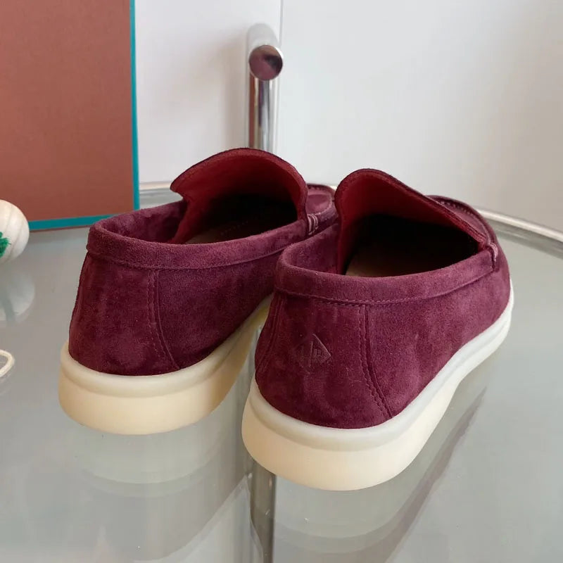 High Quality Men's walking driving shoes Unisex All genuine leather loafer Sheepskin suede Flat casual women's shoes large size