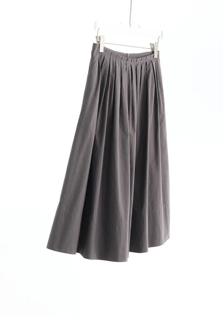 Hepburn-Style Mini Skirt~Pleated Skirt for Petite Figures, Gray-Purple 100% Cotton Umbrella Skirt, Gray A-Line Skirt, New Style for Women