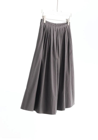Hepburn-Style Mini Skirt~Pleated Skirt for Petite Figures, Gray-Purple 100% Cotton Umbrella Skirt, Gray A-Line Skirt, New Style for Women