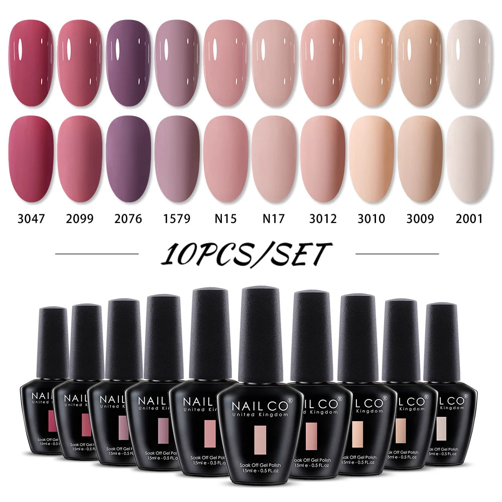 NAILCO 15ml 10/20/30pcs Nail Gel Polish 333 Colors Blue UV&LED Gel Varnish Nude Red Soak Off Semi Permanent UV Nail Gel Varnish