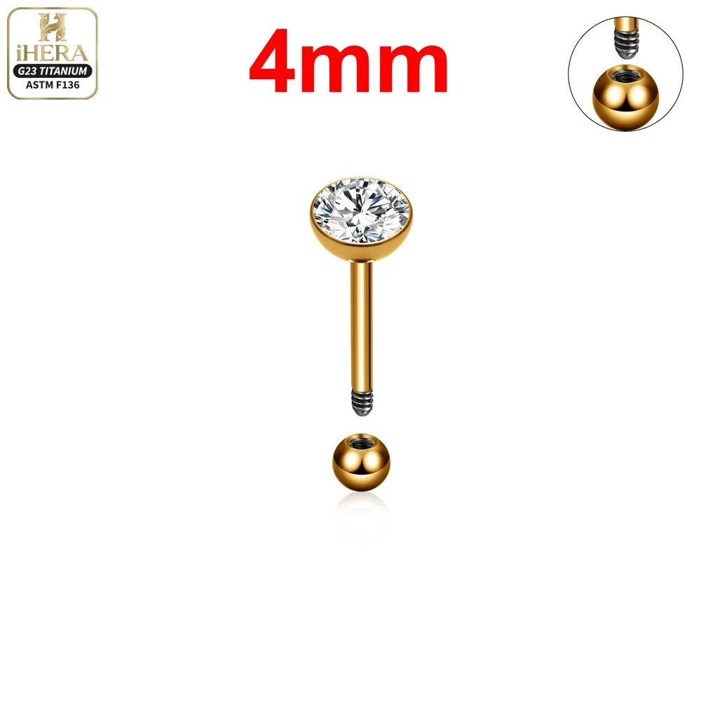 ASTM F136 Titanium Piercing Round Bowl Shaped Screw Labret Earring Set Lip Ring Cartilage Tragus Conch Jewelry Helix Nose Studs
