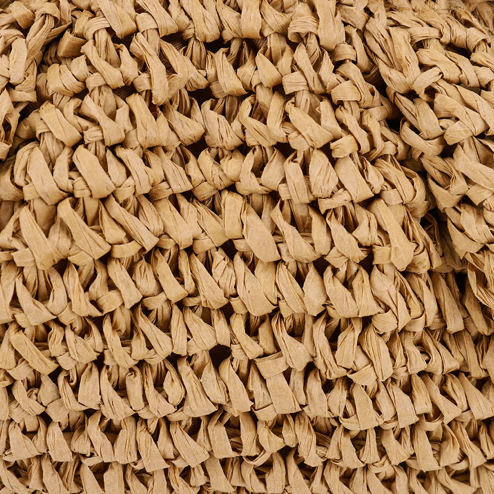 Women Straw Woven Bag Chain Strap Fashion Shoulder Bag Large Capacity Weaving Satchel Bag Solid Color for Party Vacation