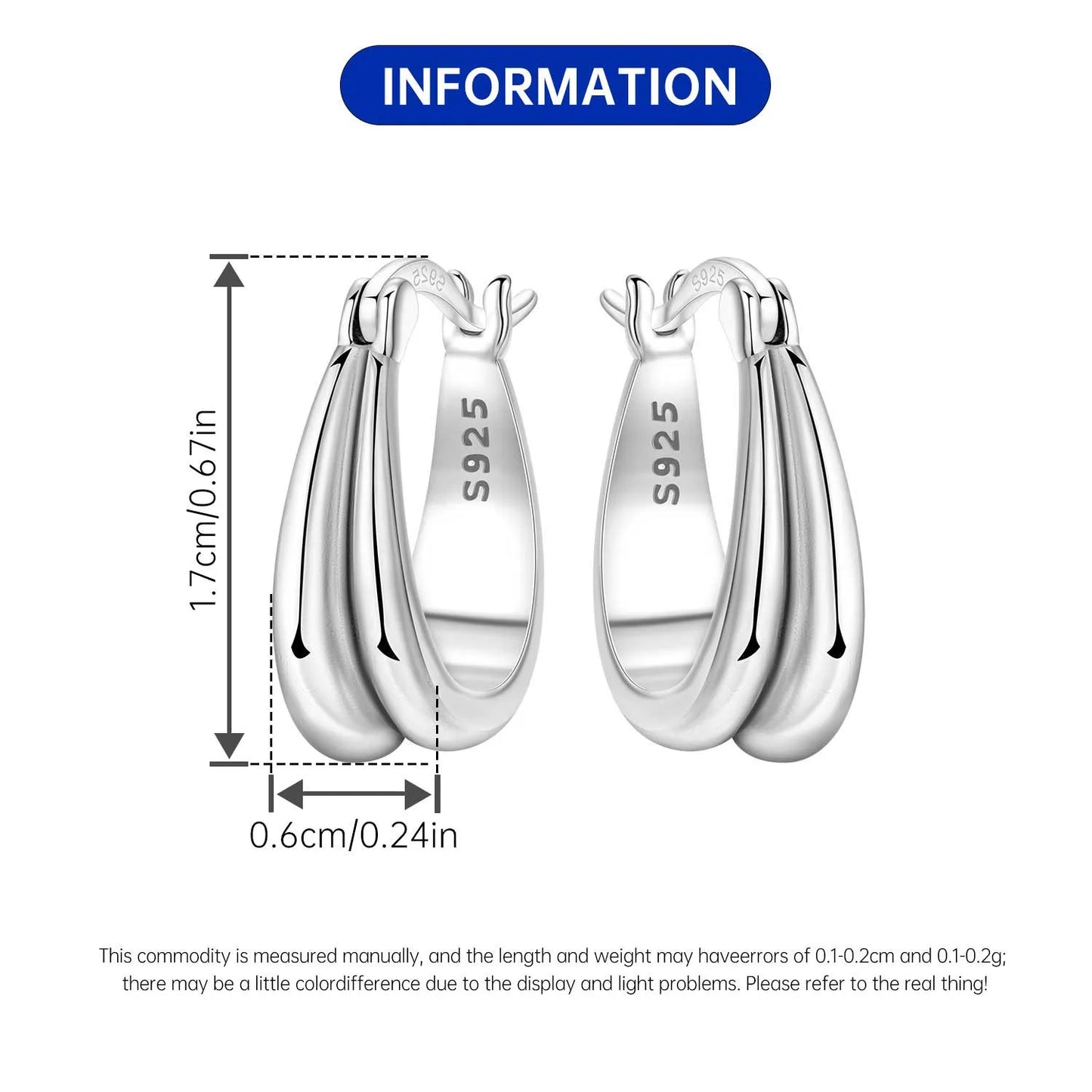 925 Sterling Silver Exquisite Multi-layer Ear Ring Jewelry Versatile Hoop Earrings For Women Jewelry Fine Birthday Party Gift