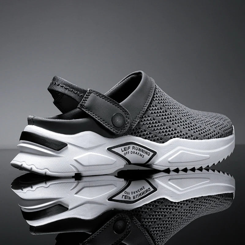 2025 Men Summer Sandal Mesh Mules Breathable Padded Beach Flip Flops Shoes Solid Flat Bath Slippers Outside Men Slippers Zapatos