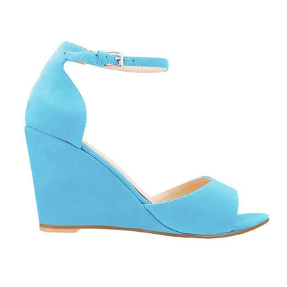 Women Wedge Sandals Sexy Pumps 8cm Casual Open Toe Ankle Strap Buckle High Heels Party Wedding Dress Ladies Shoes Large Size 42