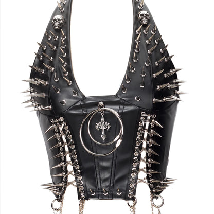 Goth Top Y2K Clothes Women's Tanks Emo Clothing Gothic Boho Tops with Spikes Punk Rock Teens Festival Spiked Bra Grunge T shirt