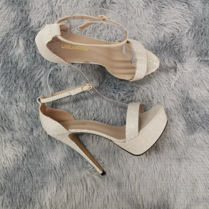 Women Sandals Sexy Open Toes 14cm Supper Flash High Heels Patent Leather Nighclub Platform Party Red Wedding Shoes Plus Size 44