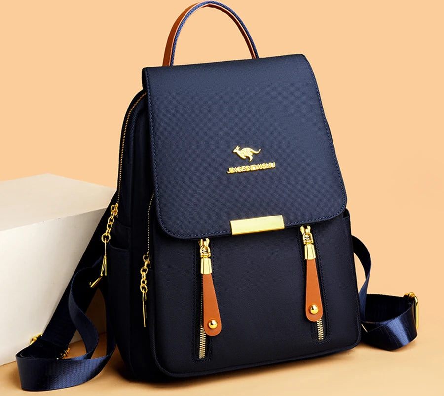 Hot Selling Solid Color Zipper Oxford Fashion Women's Backpack 2024 New Versatile Commuting Large Capacity Soft Female Back Pack