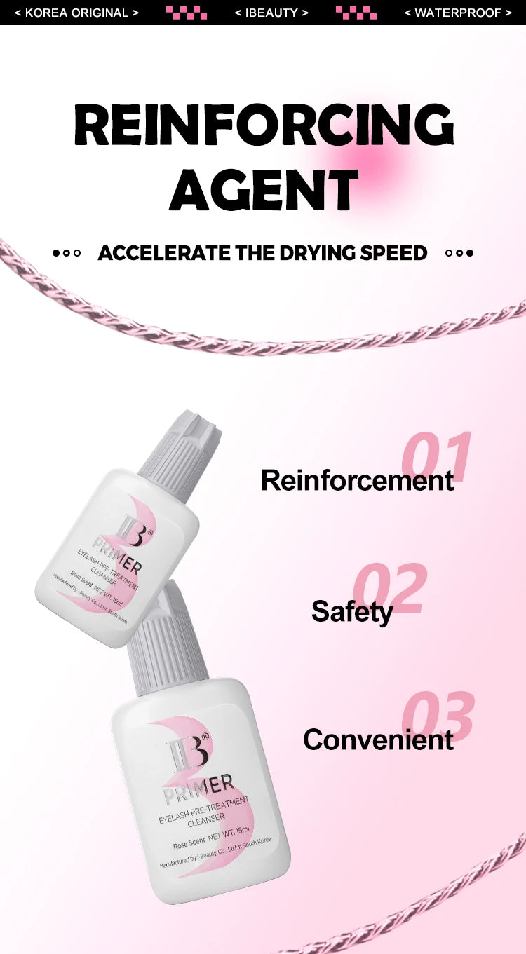 1 Bottle IBeauty Rose Primer Eyelash Extension Booster Long Lasting Korea Shop Adhesive Supplies Makeup Glue Stronger Tools