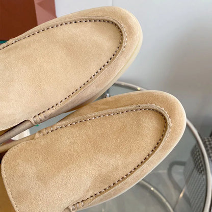 High Quality Men's walking driving shoes Unisex All genuine leather loafer Sheepskin suede Flat casual women's shoes large size