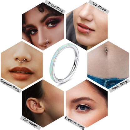 Hinged Nose Ring Hoop Septum Hoop  Ring Tragus Rook Ring Piercing Jewelry Lip Labret Ring Clicker Cartilage Earrings Women Gift