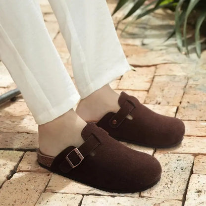 Evshine Men's Cow Suede Clogs with Arch Support Leather Mules Comfort Fashion Potato Shoe Women Cork Footbed Genuine Suede Clogs