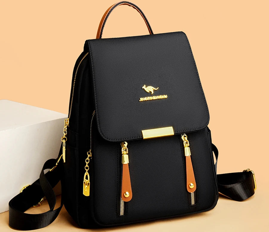 Hot Selling Solid Color Zipper Oxford Fashion Women's Backpack 2024 New Versatile Commuting Large Capacity Soft Female Back Pack