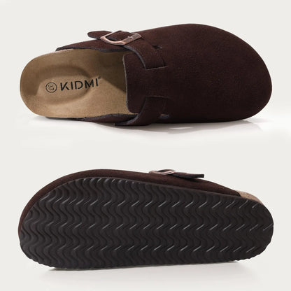 Goosecret Genuine Cow Suede Clogs for Women Men Clogs Soft Cork Footbed Mules Leisure House Shoes with Arch Support Beach Slides