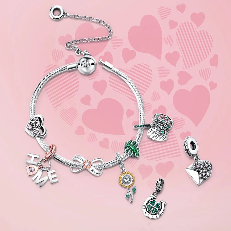 925 Sterling Silver Travel Plane Snake Basic Chain Cat and Moon Bracelet fit Original Charm Beads DIY Women Design Jewelry Party