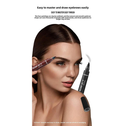 Waterproof Eyebrow Pen, Microblading Eyebrow Pencil With 4 Split Head, Natural Looking Brows Makeup ( 5 Colors)