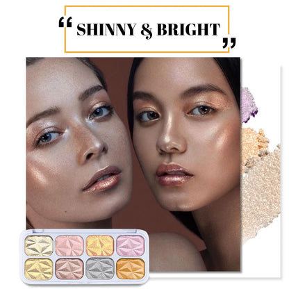 2026 New 8 Colors Metal Highlighter Palette Shimmer Iridescent Glitter Eye Shadow Throughout wear Set Spring Summer Vibrant Glow