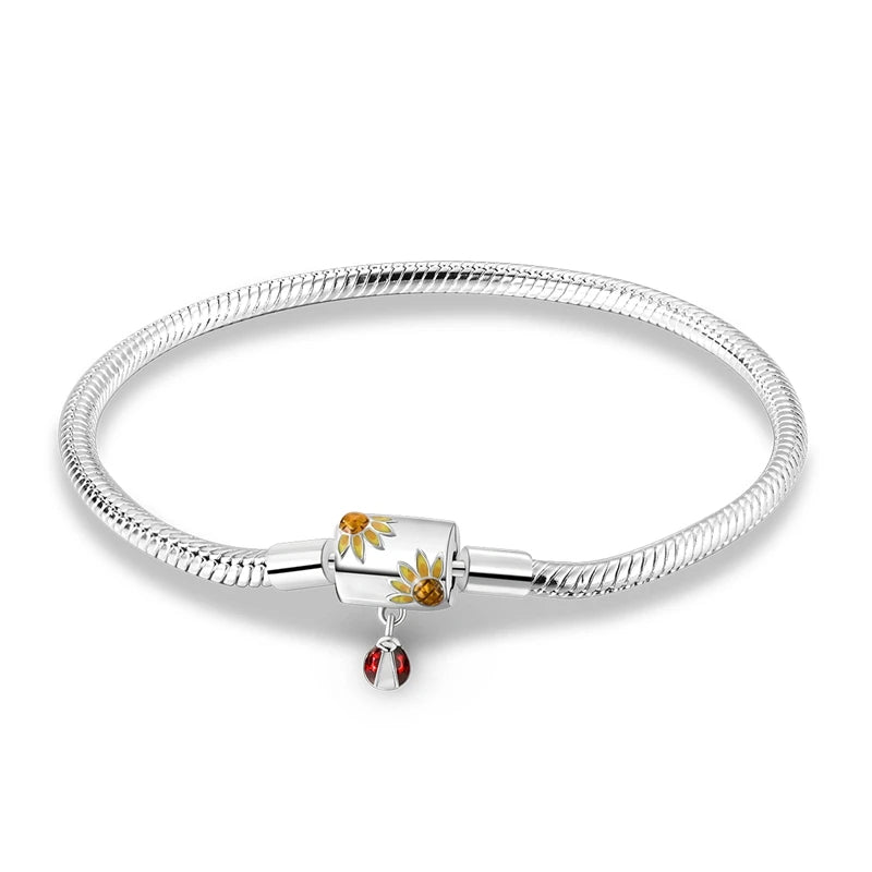 925 Sterling Silver Travel Plane Snake Basic Chain Cat and Moon Bracelet fit Original Charm Beads DIY Women Design Jewelry Party